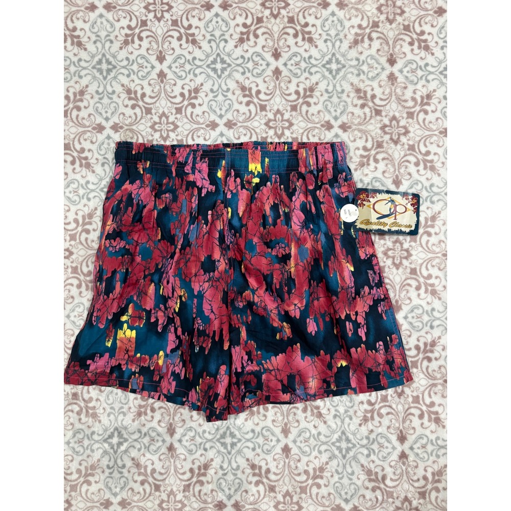 Ocean Pacific Mens Abstract Print Swim Trunks Red Teal Cotton Mesh Lined A6067 L